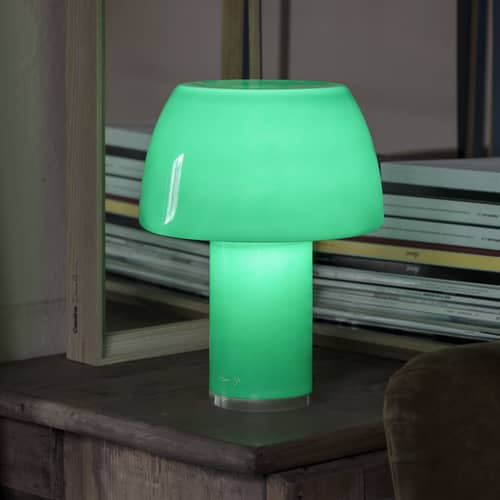 Lampe extérieur sans fil rechargeable Lorosae LED verre vert - Nemo - Vert Romarin - Verre
