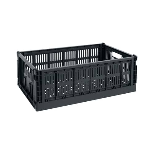 Panier Colour Crate plastique gris Large / 34,5 x 53 cm - Recyclé - Hay - Charbon - Polypropylène recyclé