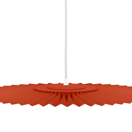 Carmen Pendant textile orange Small LED / Ø 50 cm - Hartô - Terracotta - Lacquered metal, Pleated fabric