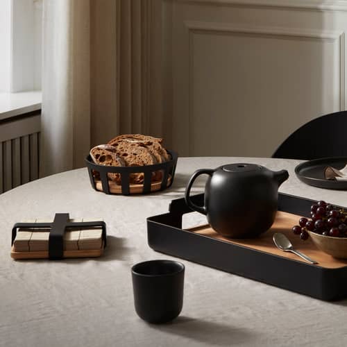 Plateau Nordic Kitchen bois noir / 50 x 34 cm - Eva Trio - Bambou / Noir mat - Bambou certifié FSC