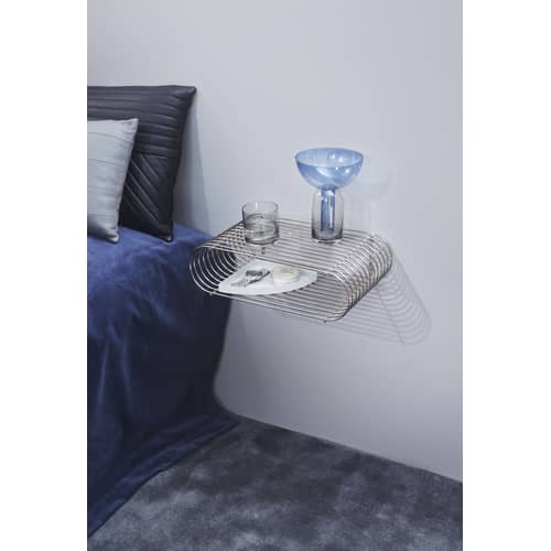 Curva Shelf grey silver metal / L 40 cm - AYTM - Silver - Chrome plated iron