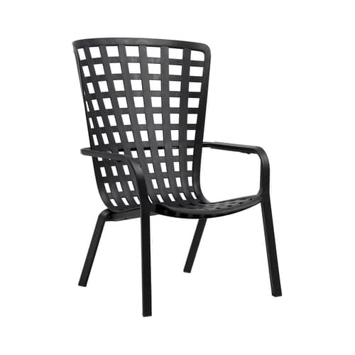 Folio Stackable armchair composite material black / Multiposition folder - NARDI - Charcoal grey - Fibreglass resin
