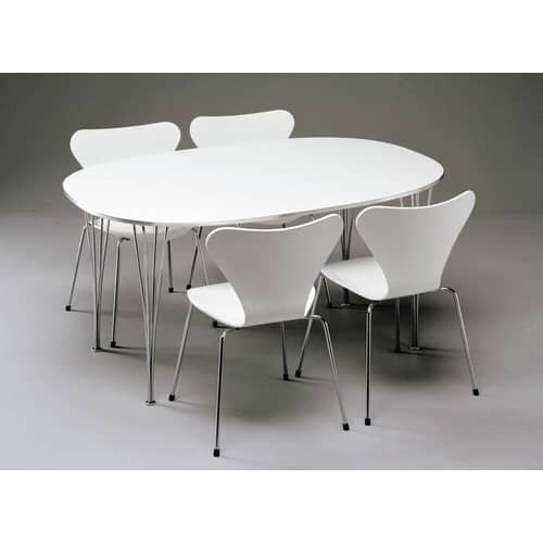 Stapelbarer Stuhl Série 7 holz weiß Esche - Fritz Hansen - Weiß gefärbte Esche - Esche, Stahl