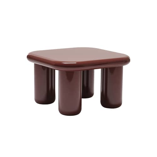 Table basse Bilbao bois rouge / 83 x 83 x H 45 cm - Mogg - Bordeaux - Bois alvéolaire laqué, Polyuréthane laqué