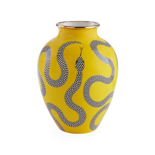 Vase Eden Urn céramique jaune / Ø 20 x H 26,5 cm - Jonathan Adler - Urn / Jaune & or - Porcelaine