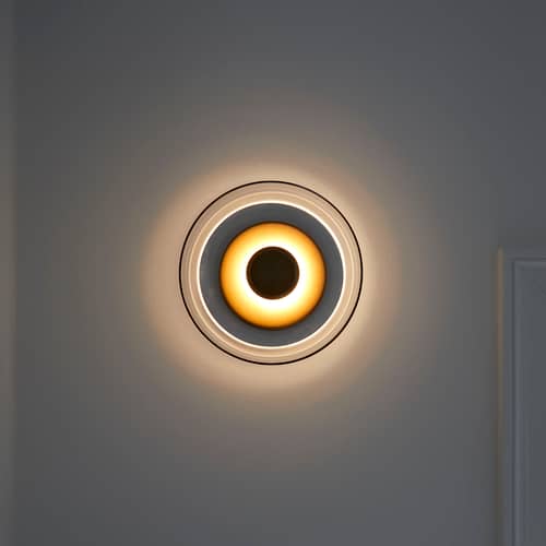 Blossi LED Wall light glass transparent / Ø 23 cm - NUURA - Transparent / Brass - Metal, Mouth blown glass