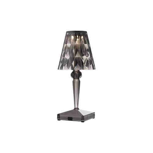 Battery LED Wireless rechargeable outdoor lamp plastic material grey / Ø 12 x H 30 cm - Recycled - Kartell - Smoked grey - Recycled PMMA
