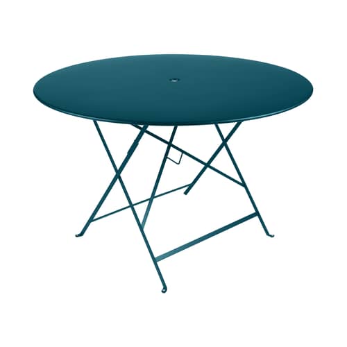Table pliante Bistro / Ø 117 cm - Trou parasol - Fermob - Bleu Acapulco - Acier laqué