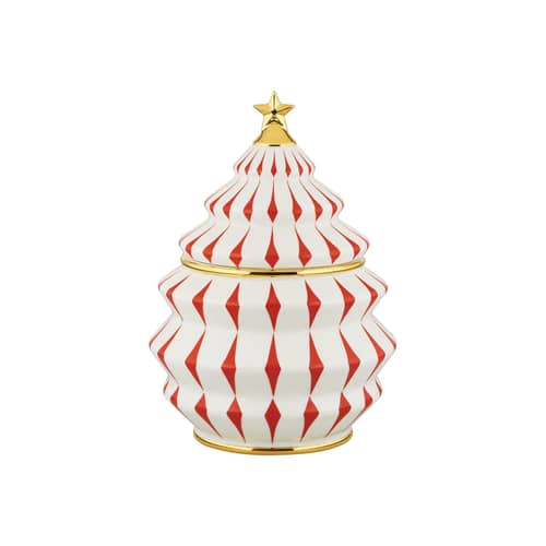 Boîte à biscuits Delight céramique rouge / Décoré à la main - Ø 19 x H 28 cm - Alessi - Rouge & or - Porcelaine