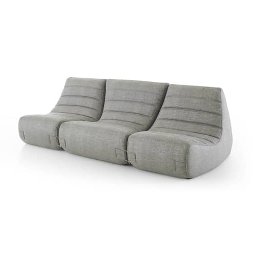 Canapé de jardin 3 places Saparella tissu gris (1965) / 3 modules - L 222 cm - Cinna - Gris Flanelle (Tissu Chartres) - Mousse polyuréthane, Tissu Chartres Acrylique