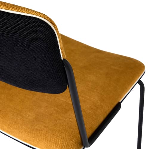 Chaise rembourrée Double jeu tissu jaune - Maison Sarah Lavoine - Ocre & noir (coton) - Acier, Coton, Mousse