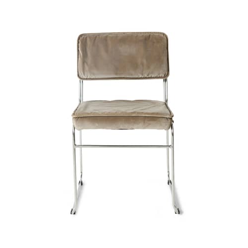 Chaise rembourrée Endless - HK LIVING - Greige (tissu velours) - Acier chromé, Mousse, Velours