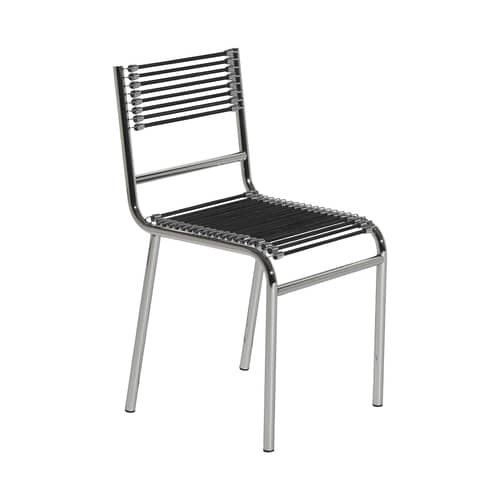 Chaise Sandows N°212 / Réédition 1927 - Petite Friture - Noir - Acier chromé, Tendeurs élastiques