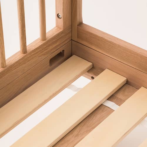 Einzelbett Pure holz natur / 92 x 207 cm - 2 Halterung mit Stäben - NOBODINOZ - Einzelbett - massive Eiche