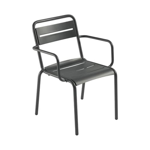 Fauteuil empilable Star / Acier - Emu - Fer ancien - Acier verni, Tôle galvanisée