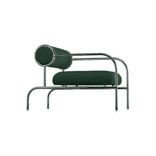 Fauteuil rembourré Sofa with Arms tissu vert / Shiro Kuramata, 1982 - Cappellini - Vert - Bois, Métal chromé, Mousse polyuréthane, Tissu