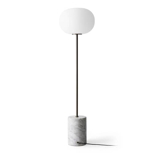 JWDA Floor lamp glass stone white / Marble & glass - Ø 39 x H 150 cm - Audo Copenhagen - Bronze / White marble - Brass, Carrare marble, Mouth blown glass