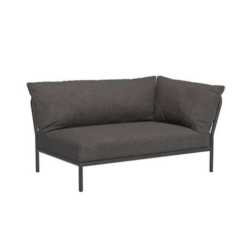 Canapé de jardin modulable Level 2 / Dossier extra moelleux - Angle droit - L 139 x P 92,5  cm - Houe - Gris (Tissu Basic) - Acier thermolaqué, Mousse polyuréthane, Tissu polyester