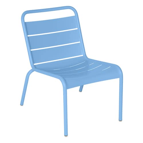 Lounge-Sessel Luxembourg metall blau / Niedriger Sockel - Fermob - Blau Maya - Aluminium