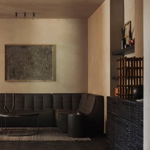 N701 Lounge Chair UK Version textile grey / UK Version - 90° square corner Unit - Ethnicraft - Dark grey (UK residential flame retardant) - Fabric, High-density PU foam, Wood