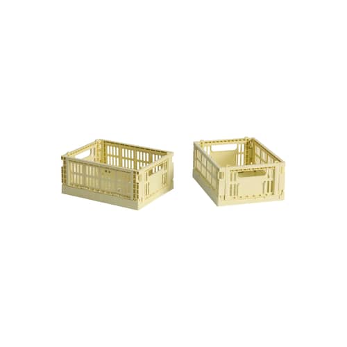 Lot de 2 paniers Colour Crate MINI plastique jaune / 17 x 13 cm - Recyclé - Hay - Jaune clair - Polypropylène recyclé
