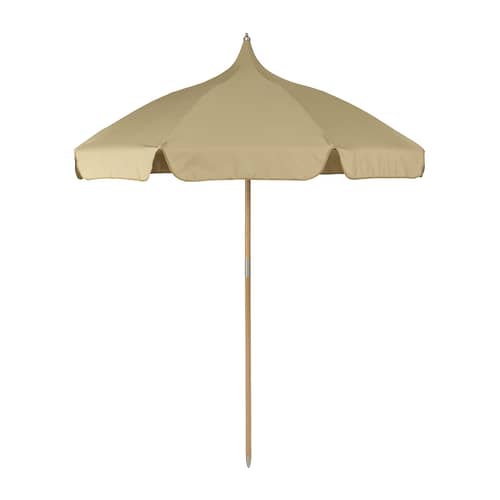 Parasol Lull tissu beige / Ø 200 cm - Ferm Living - Beige Cachemire - Hêtre, Tissu polyester