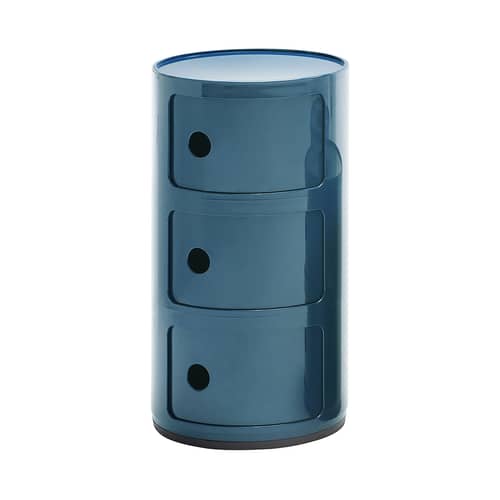 Portaoggetti Componibili / 3 cassetti - H 58 cm - Kartell - Blu petrolio - ABS