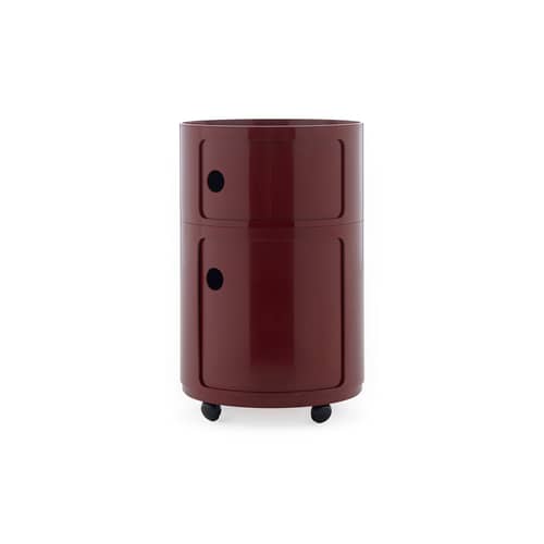 Rangement Componibili New Big plastique rouge / 2 tiroirs - Ø 42 x H 61,5 cm - Kartell - Bordeaux - ABS
