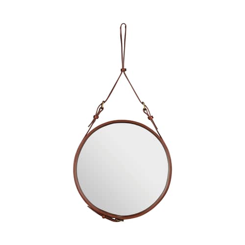 Specchio murale Adnet pelle marrone Ø 45 cm - Gubi - Marrone - Pelle