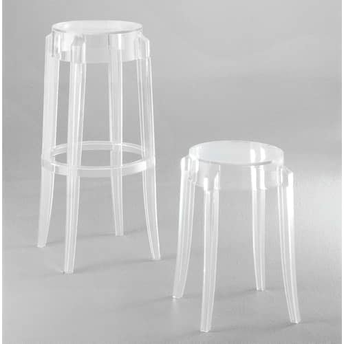Tabouret empilable Charles Ghost plastique transparent Philippe Starck, 2005 - H 46 cm - Kartell - Cristal - Polycarbonate