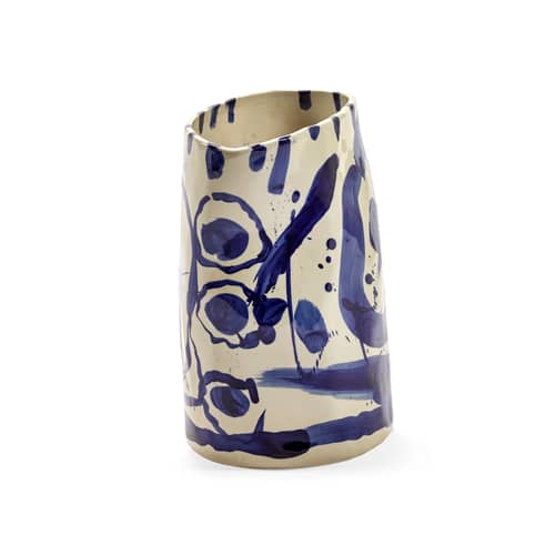 Vaso Sophia Large ceramica blu / H 29 cm - Serax - Grande - Gres smaltato