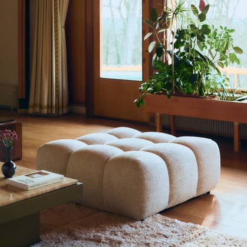 Sitzkissen Waffle textil beige / Sofa modulierbar – 104 x 104 cm - NV GALLERY - Beiger Tweed - Gewebe, High Density-Schaum