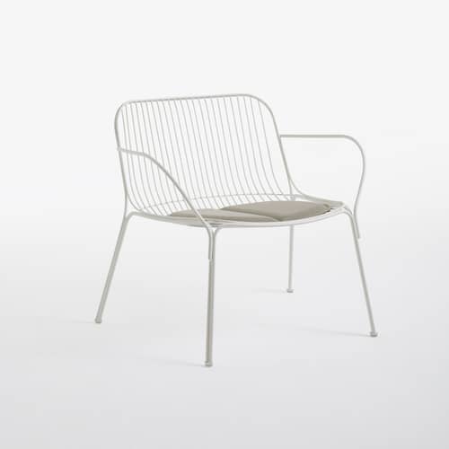 Accessoire  tissu beige blanc / Coussin assise - Pour fauteuil bas HiRay - Recyclé - Kartell - Ecru - Polyuréthane, Tissu recyclé
