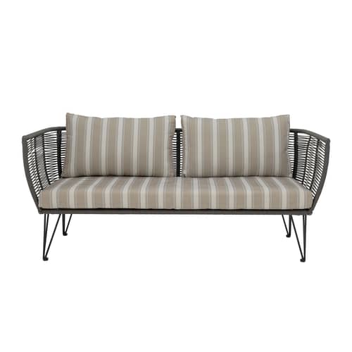Accessoire / Set 3 housses de coussins pour canapé Mundo (sans garnissage) - Bloomingville - Rayé beige & blanc - Polyester