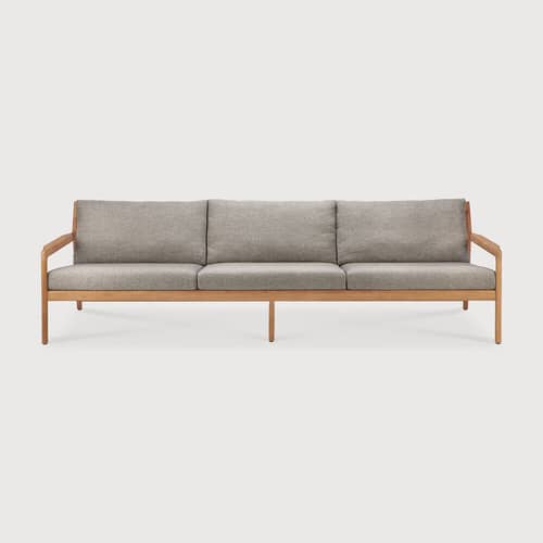 Canapé de jardin 4 places Jack Outdoor   / L 265 cm - Teck - Ethnicraft - Moka - Mousse, Teck massif, Tissu polypropylène
