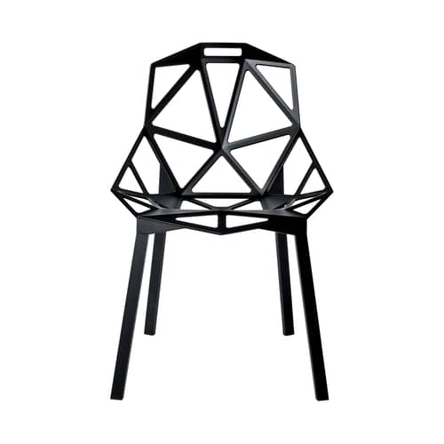 Chaise empilable Chair one métal noir / Konstantin Grcic, 2003 - Magis - Noir / Pieds noirs - Aluminium verni, Fonte d\'aluminium vernie