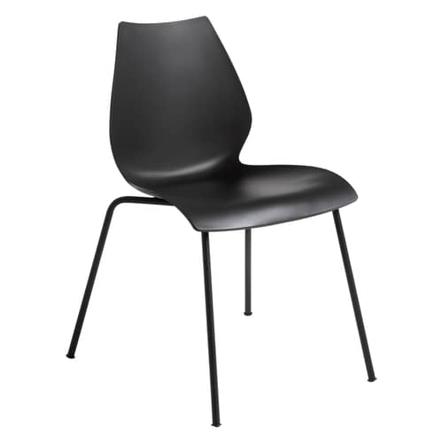 Chaise empilable Maui plastique noir - Kartell - Anthracite / Pieds noirs - Acier verni, Polypropylène