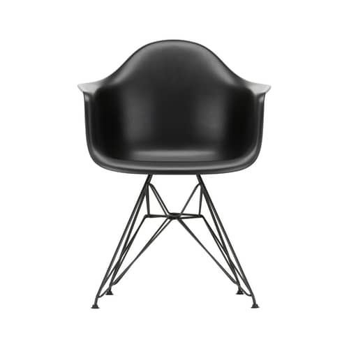 Fauteuil RE DAR - Eames Plastic Armchair plastique noir / (1950) - Pieds noirs / Recyclé - Vitra - Noir / Pieds noirs - Acier laqué, Plastique recyclé post-consommation