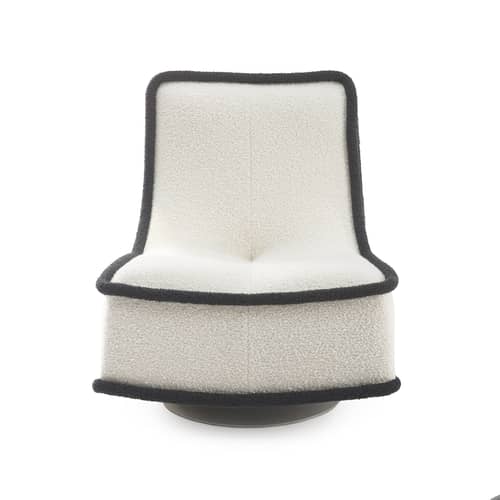 Fauteuil pivotant Bonheur du jour / Philippe Starck - Kartell - Blanc / Passepoil anthracite - Acier, Mousse PU, Tissu bouclé