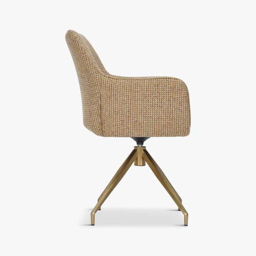 Poltrona girevole Kingscross tessuto giallo - NV GALLERY - Giallo / Ottone spazzolato - Acciaio inossidabile, Schiuma ad alta densità, Tissu Tweed