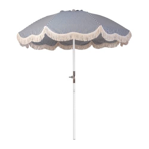 Ombrellone The Club tessuto blu / Ø 200 cm - BUSINESS & PLEASURE - Striscia blu / Striscia Laurens - Alluminio, Fibra di vetro, Tessuto per esterni