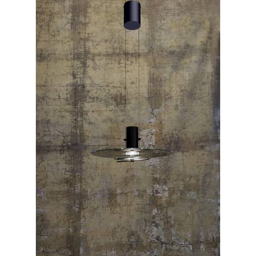 Delumina Pendant glass grey black / Glass - Ø 40 cm / Adjustable intensity & colour - DCW éditions - Transparent smoke / Opaque black - Glass, Steel
