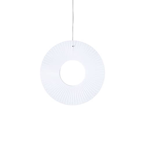 Pendelleuchte Iris Vertical textil weiß / LED - Ø 60 cm - Dix Heures Dix - Ø 60 cm / Weißer Stoff - Aluminium, Plissiertes Acrylgewebe