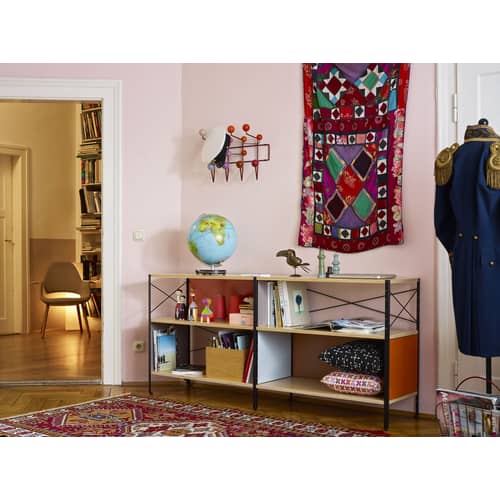 Regal Eames Storage Unit ESU metall holz bunt / 2 Ebenen  - L 179,5 x H 82 cm - Vitra - 2 Ebenen / Mehrfarbig & Holz - Furnier, lackierter Stahl, lackiertes Aluminium