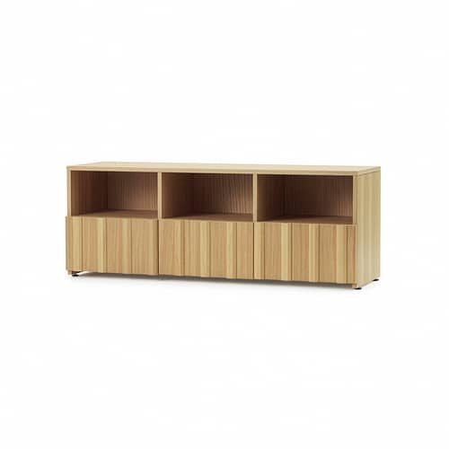 Buffet bas Rib bois naturel / L 120 x P 38 x H 44 cm - Normann Copenhagen - Chêne - Chêne massif, Placage de chêne