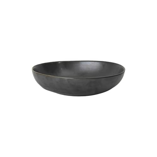 Suppenteller Flow keramik schwarz / Ø 19,5 x H 5 cm - Ferm Living - Schwarz - emaillierter Sandstein