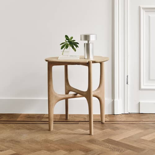 Table d\'appoint PI bois naturel / Ø 47 x H 50 cm - Ethnicraft - Chêne naturel - Chêne massif