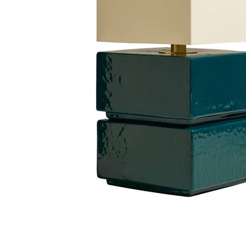 Tower Table lamp ceramic blue / H 51 cm - Maison Sarah Lavoine - Sarah blue - Cotton, Glazed ceramic