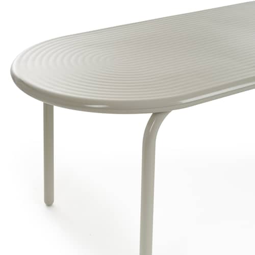 Table ovale Groove métal beige / 186 x 86 cm - Tom Dixon - Beige Mastic - Aluminium