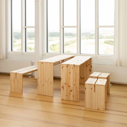 Tabouret Join-In bois naturel / Table d\'appoint - KARUP - Pin clair - Pin massif certifié FSC